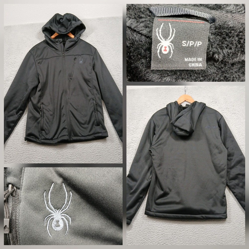 Spyder Men's S Black‎ Softshell Fleece Lined Full Zip Hooded Jacket